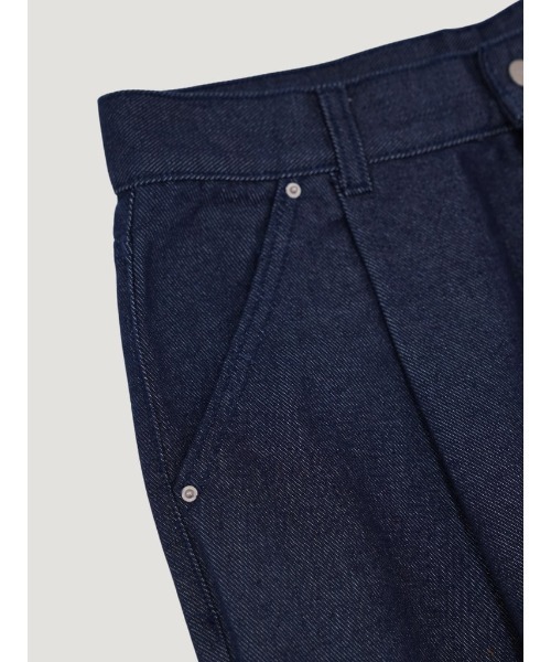 Bargiee（バージー）の「デニム ボタン パンツ ワンタック ワイド ストレート ユニセックス（デニムパンツ・メンズ・ブラック/ブラウン・SMALL/MEDIUM）」の8枚目の写真