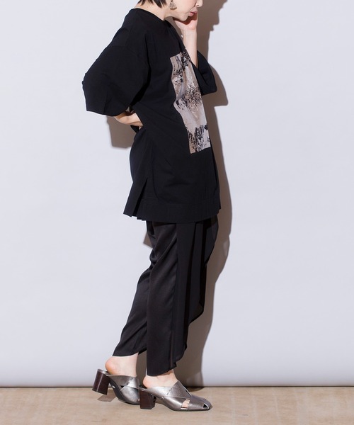 OSMOSIS（オズモーシス）の「シフォンレイヤードパンツ（その他パンツ・レディース・ブルーグレー/ブラック・ONE SIZE）」の5枚目の写真