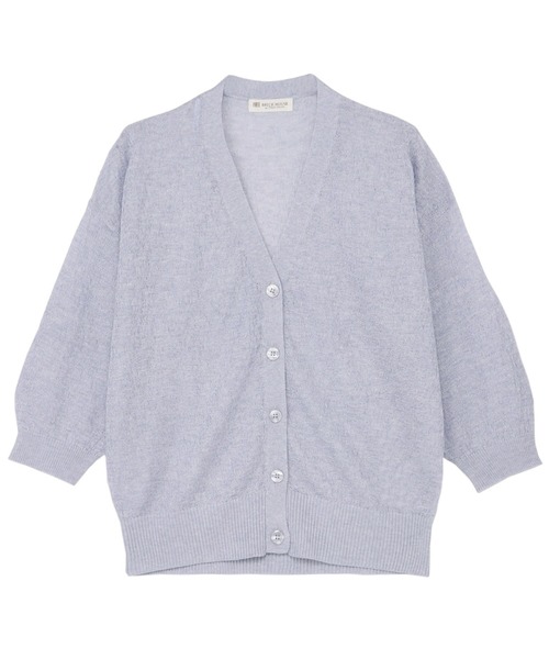 TOKYO SHIRTS(トウキョウシャツ)の「シャイニーシア梨地Vネックニットカーディガン(カーディガン/ボレロ・レディース・グリーン/ブルー・L/M)」の2枚目の写真