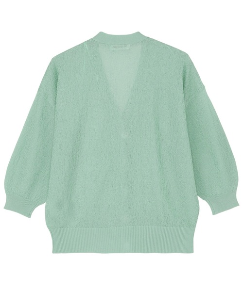 TOKYO SHIRTS(トウキョウシャツ)の「シャイニーシア梨地Vネックニットカーディガン(カーディガン/ボレロ・レディース・グリーン/ブルー・L/M)」の10枚目の写真