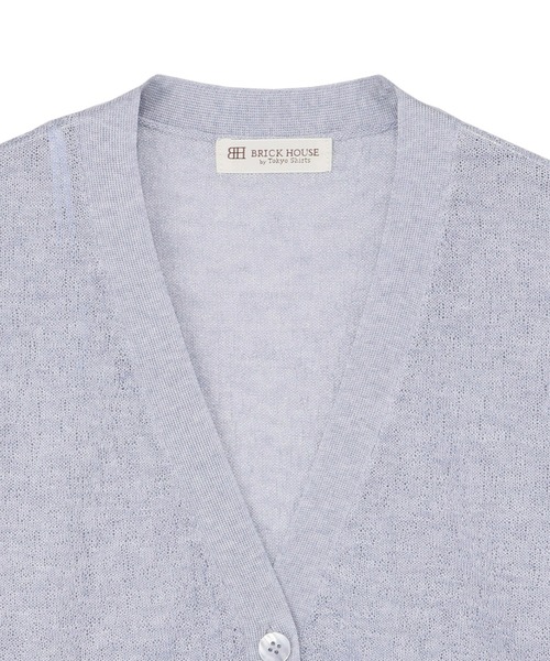 TOKYO SHIRTS(トウキョウシャツ)の「シャイニーシア梨地Vネックニットカーディガン(カーディガン/ボレロ・レディース・グリーン/ブルー・L/M)」の8枚目の写真