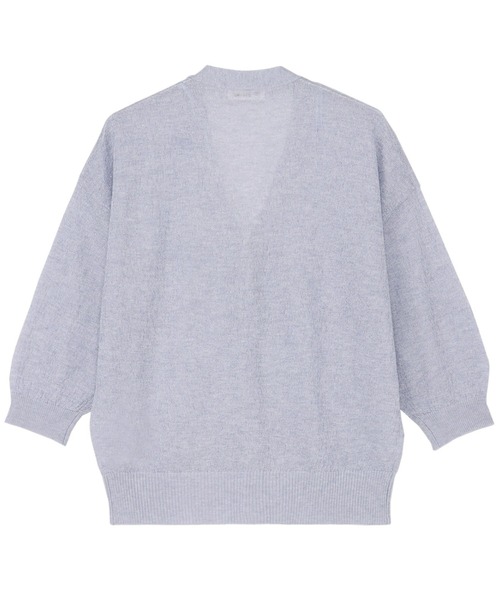 TOKYO SHIRTS(トウキョウシャツ)の「シャイニーシア梨地Vネックニットカーディガン(カーディガン/ボレロ・レディース・グリーン/ブルー・L/M)」の7枚目の写真