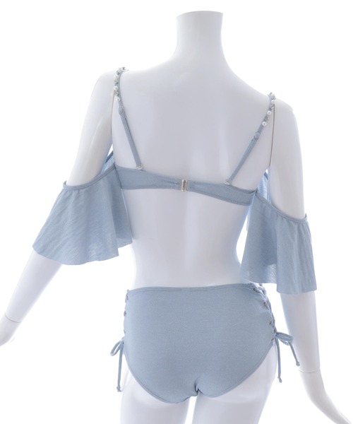 ハイウエストビッグラメリボン&ビジューキャミソールビキニ 2点セット