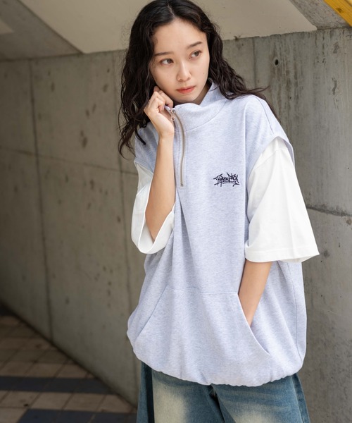 WEGO（ウィゴー）の「WEGO/ノースリハーフジッププルオーバー（スウェット・メンズ・ライトグレー/ブラック・MEDIUM/LARGE）」の2枚目の写真