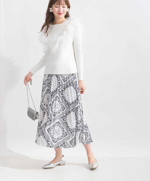 Lo-Fi（ローファイ）の「ペイズリー柄プリーツスカート（スカート・レディース・ブラック/オフホワイト・M）」の19枚目の写真