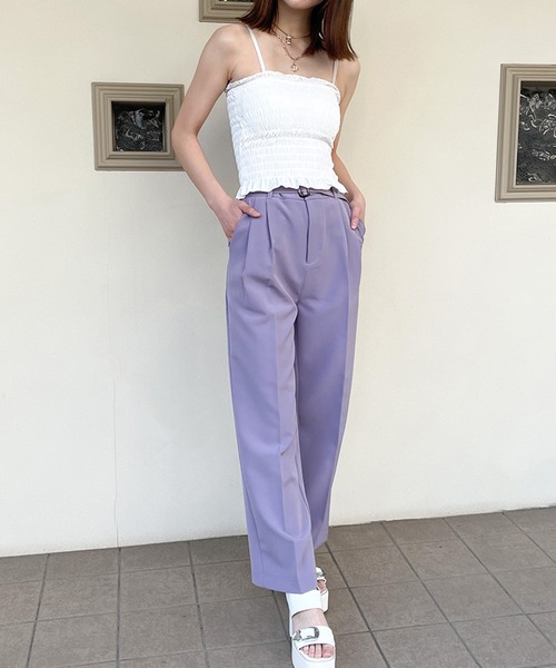 GORGE(ゴージ)の「《シャーリング×メロウフリル》レディース カップ付きキャミソール 伸縮フィット 体型カバー 春夏秋(キャミソール・レディース・オフホワイト/ブラック/ブラウン/グレー/ピンク・F)」の6枚目の写真
