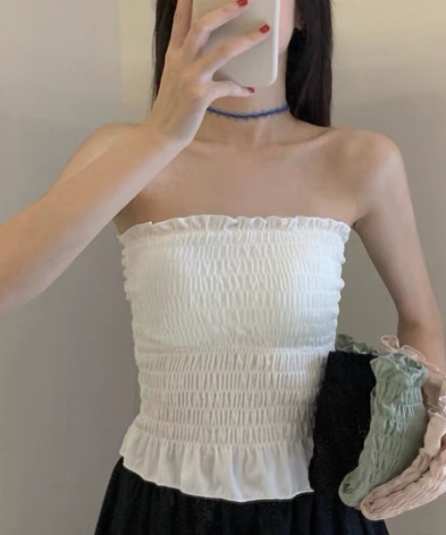GORGE(ゴージ)の「《シャーリング×メロウフリル》レディース カップ付きキャミソール 伸縮フィット 体型カバー 春夏秋(キャミソール・レディース・オフホワイト/ブラック/ブラウン/グレー/ピンク・F)」の16枚目の写真