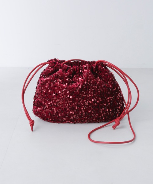 NANO universe（ナノユニバース）の「スパンコール巾着バッグ（ショルダーバッグ・レディース・ブラック/シルバー/レッド・FREE）」の4枚目の写真