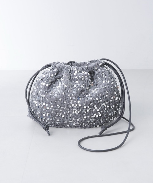 NANO universe（ナノユニバース）の「スパンコール巾着バッグ（ショルダーバッグ・レディース・ブラック/シルバー/レッド・FREE）」の5枚目の写真