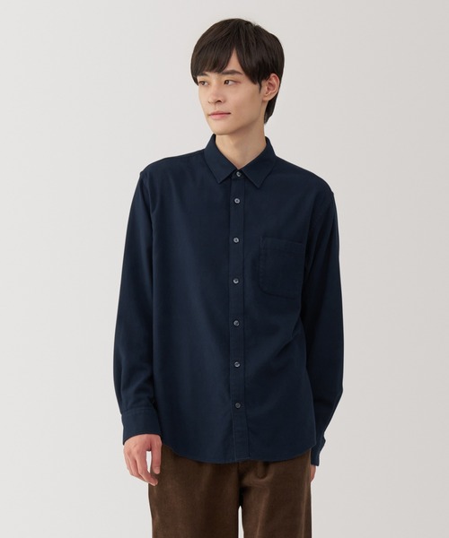 無印良品(ムジルシリョウヒン)の「紳士 両面起毛フランネル長袖シャツ(シャツ/ブラウス・メンズ・ベージュ系/ネイビー系1/ネイビー/サンドベージュ/ネイビー系/グレー系/オフホワイト・XL/L/M/S)」の5枚目の写真