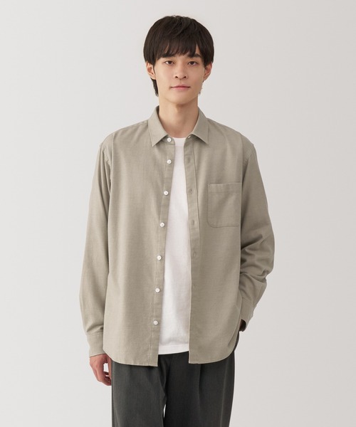 無印良品(ムジルシリョウヒン)の「紳士 両面起毛フランネル長袖シャツ(シャツ/ブラウス・メンズ・ベージュ系/ネイビー系1/ネイビー/サンドベージュ/ネイビー系/グレー系/オフホワイト・XL/L/M/S)」の3枚目の写真