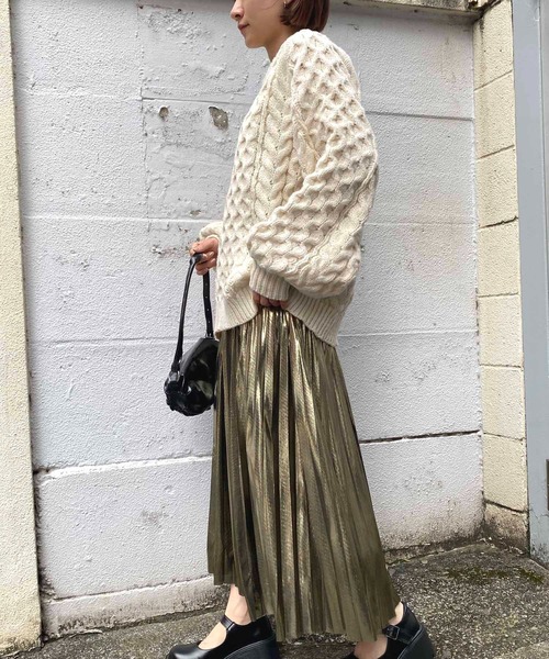 セール】メタリックプリーツロングスカート（スカート）｜NANEA