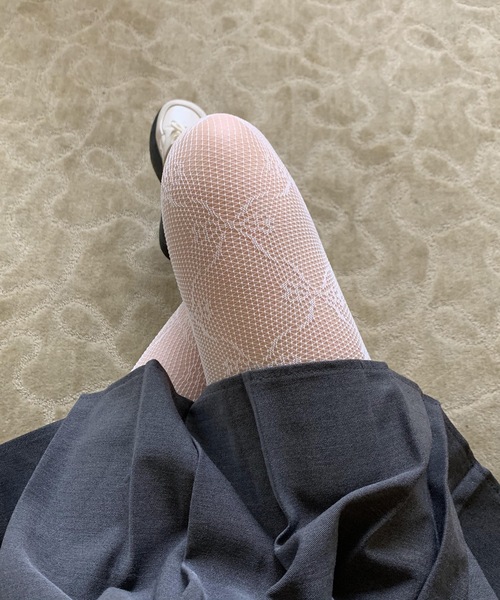 SHEPP（シープ）の「リボンモチーフ レース編みタイツ/バレエコア 韓国ガーリー 美脚シアーアイテム（タイツ/ストッキング・レディース・ブラック/ホワイト・F）」の19枚目の写真