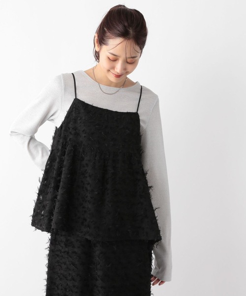 GLOBAL WORK（グローバルワーク）の「MATINEE LINE/フェザービスチェ/140508（キャミソール・レディース・アイボリー/ブラック・FREE）」の2枚目の写真