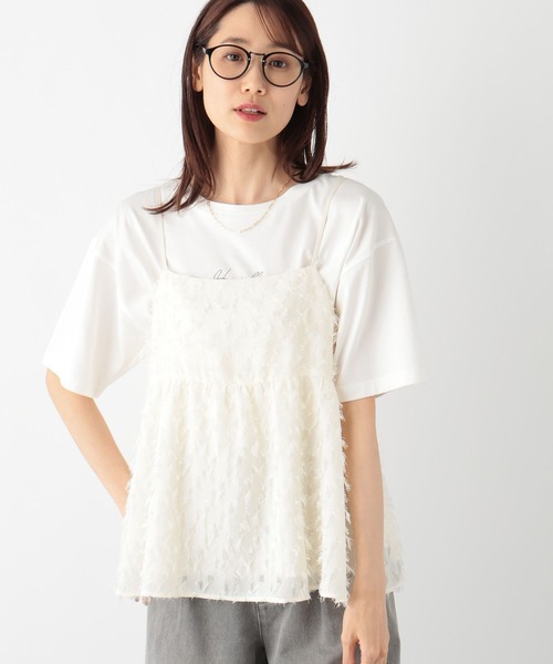 GLOBAL WORK（グローバルワーク）の「MATINEE LINE/フェザービスチェ/140508（キャミソール・レディース・アイボリー/ブラック・FREE）」の8枚目の写真