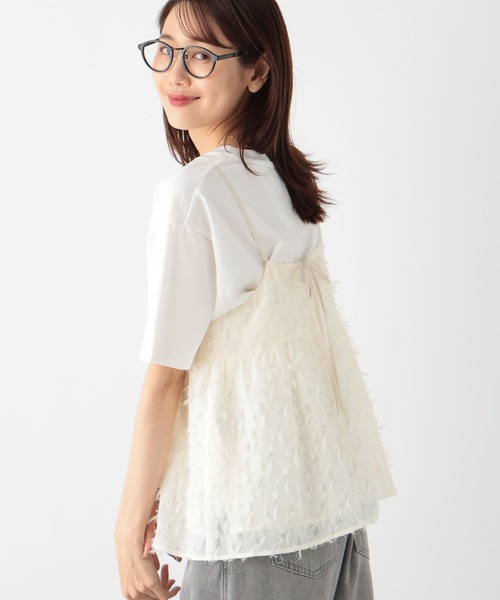 GLOBAL WORK（グローバルワーク）の「MATINEE LINE/フェザービスチェ/140508（キャミソール・レディース・アイボリー/ブラック・FREE）」の10枚目の写真