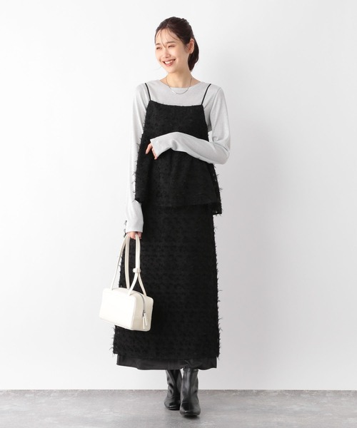 GLOBAL WORK（グローバルワーク）の「MATINEE LINE/フェザービスチェ/140508（キャミソール・レディース・アイボリー/ブラック・FREE）」の11枚目の写真