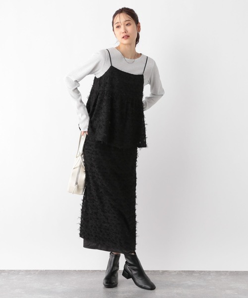 GLOBAL WORK（グローバルワーク）の「MATINEE LINE/フェザービスチェ/140508（キャミソール・レディース・アイボリー/ブラック・FREE）」の12枚目の写真