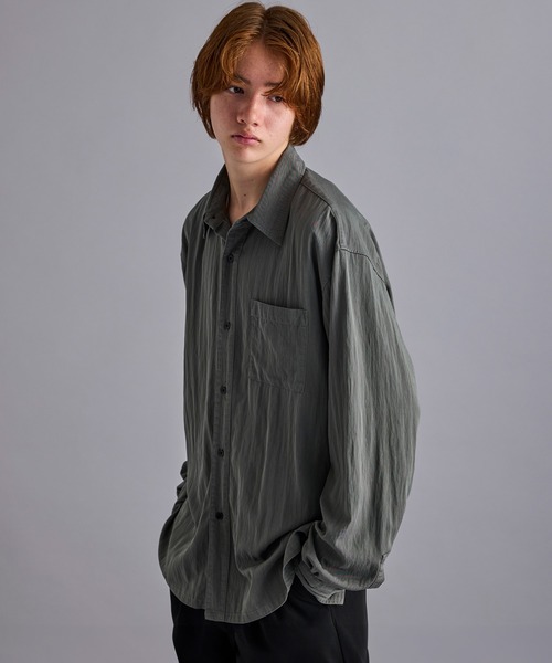 JUNRED(ジュンレッド)の「ウォッシュドレーヨンボックスシャツ(シャツ/ブラウス・メンズ・ブラック/グレー系その他/ブルー系その他4・L/S/M)」の3枚目の写真
