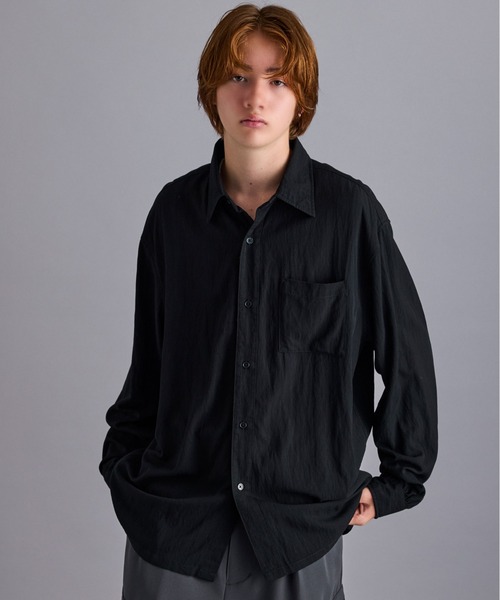JUNRED(ジュンレッド)の「ウォッシュドレーヨンボックスシャツ(シャツ/ブラウス・メンズ・ブラック/グレー系その他/ブルー系その他4・L/S/M)」の2枚目の写真
