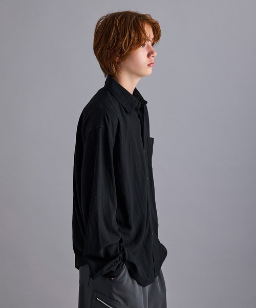 JUNRED(ジュンレッド)の「ウォッシュドレーヨンボックスシャツ(シャツ/ブラウス・メンズ・ブラック/グレー系その他/ブルー系その他4・L/S/M)」の5枚目の写真