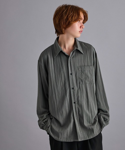 JUNRED(ジュンレッド)の「ウォッシュドレーヨンボックスシャツ(シャツ/ブラウス・メンズ・ブラック/グレー系その他/ブルー系その他4・L/S/M)」の6枚目の写真