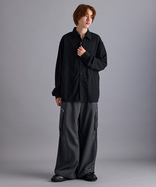JUNRED(ジュンレッド)の「ウォッシュドレーヨンボックスシャツ(シャツ/ブラウス・メンズ・ブラック/グレー系その他/ブルー系その他4・L/S/M)」の8枚目の写真