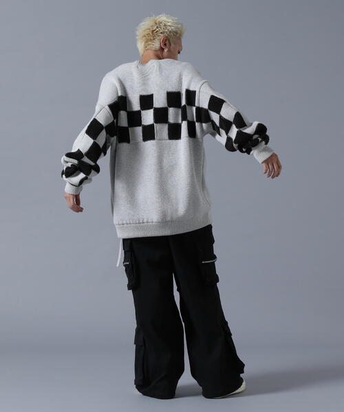 DANKE SCHON（ダンケシェーン）の「DankeSchon/ダンケシェーン/RV CREWNECK KNIT CHECKER（ニット/セーター・レディース・ブラック/グレー・L/M）」の4枚目の写真
