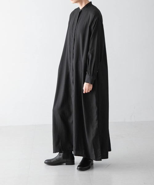 かぐれ（カグレ）の「『2サイズ展開』キュプラコットンシャツワンピース（ワンピース・レディース・チャコールグレー/ブラック・0/1）」の4枚目の写真