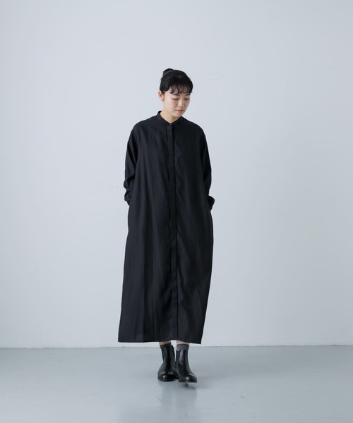 かぐれ（カグレ）の「『2サイズ展開』キュプラコットンシャツワンピース（ワンピース・レディース・チャコールグレー/ブラック・0/1）」の18枚目の写真