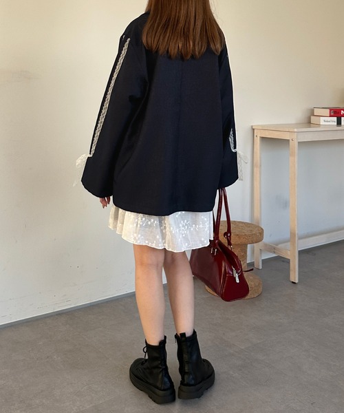 kutir（クティール）の「レースリボンテーラードジャケット（テーラードジャケット・レディース・グレー/ブラック/ネイビー・FREE）」の7枚目の写真