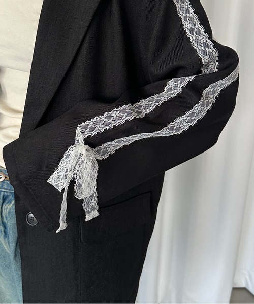 レースリボンテーラードジャケット（テーラードジャケット）｜kutir
