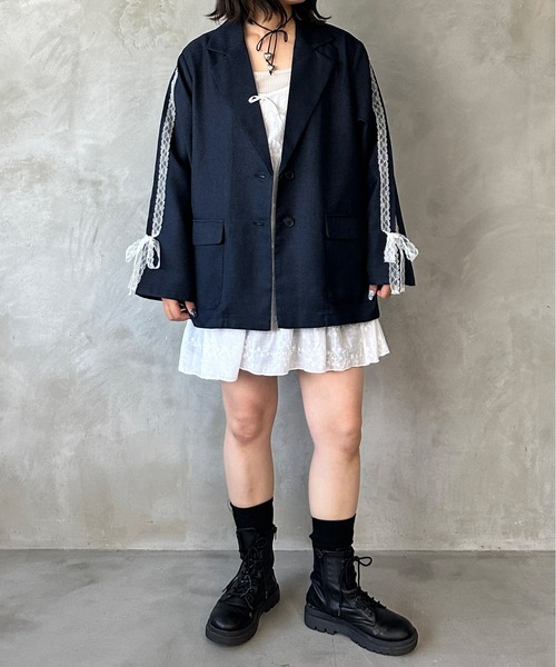 kutir（クティール）の「レースリボンテーラードジャケット（テーラードジャケット・レディース・グレー/ブラック/ネイビー・FREE）」の9枚目の写真