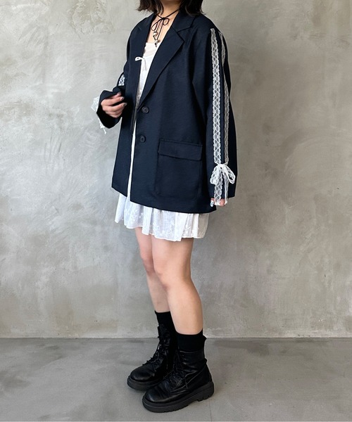 kutir（クティール）の「レースリボンテーラードジャケット（テーラードジャケット・レディース・グレー/ブラック/ネイビー・FREE）」の10枚目の写真