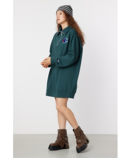 Champion（チャンピオン）の「Champion ハーフジップスウェットワンピース（ワンピース・レディース・ダークグリーン/ネイビー系1/チャコールグレー/杢グレー・FREE）」の22枚目の写真