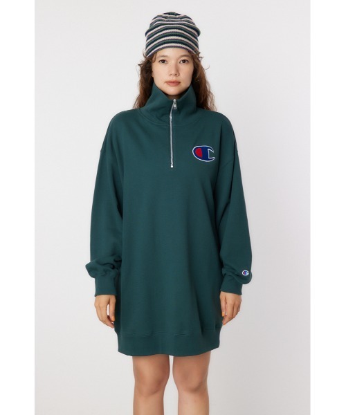 セール】Champion ハーフジップスウェットワンピース