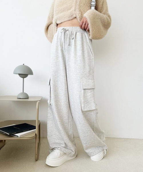 one after another NICE CLAUP（ワンアフターアナザーナイスクラップ）の「スウェットカーゴパンツ（スウェットパンツ・レディース・ライトピンク/グレー/オートミール/チャコールグレー・FREE）」の8枚目の写真