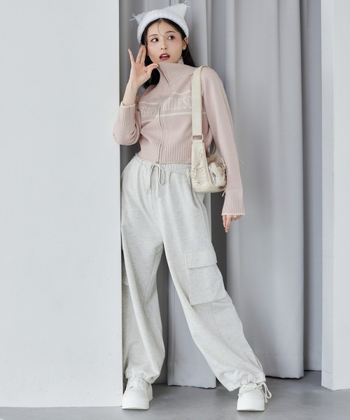 one after another NICE CLAUP（ワンアフターアナザーナイスクラップ）の「スウェットカーゴパンツ（スウェットパンツ・レディース・ライトピンク/グレー/オートミール/チャコールグレー・FREE）」の21枚目の写真