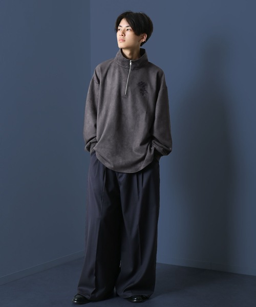 NILWAY（ニルウェイ）の「スエード ハーフジップ 長袖 薔薇 刺繍 カットソー（Tシャツ/カットソー・メンズ・チャコール/ホワイト/ライトグレー/ブラック・MEDIUM/LARGE）」の17枚目の写真