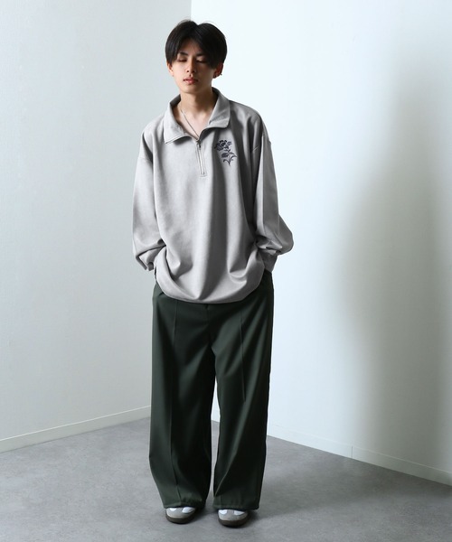 NILWAY（ニルウェイ）の「スエード ハーフジップ 長袖 薔薇 刺繍 カットソー（Tシャツ/カットソー・メンズ・チャコール/ホワイト/ライトグレー/ブラック・MEDIUM/LARGE）」の21枚目の写真