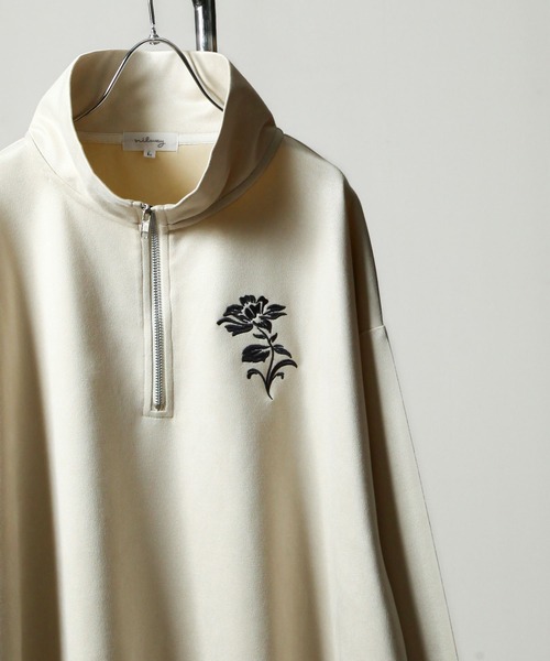 NILWAY（ニルウェイ）の「スエード ハーフジップ 長袖 薔薇 刺繍 カットソー（Tシャツ/カットソー・メンズ・チャコール/ホワイト/ライトグレー/ブラック・MEDIUM/LARGE）」の19枚目の写真