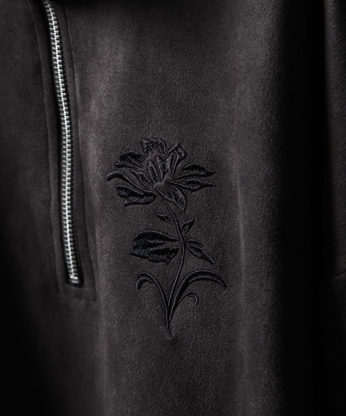 NILWAY（ニルウェイ）の「スエード ハーフジップ 長袖 薔薇 刺繍 カットソー（Tシャツ/カットソー・メンズ・チャコール/ホワイト/ライトグレー/ブラック・MEDIUM/LARGE）」の13枚目の写真