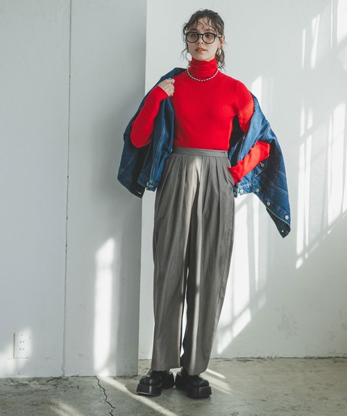 bohmal（ボマール）の「スリータックカーブスラックスパンツ（スラックス・レディース・チャコールグレー/ブラウン・MEDIUM）」の9枚目の写真