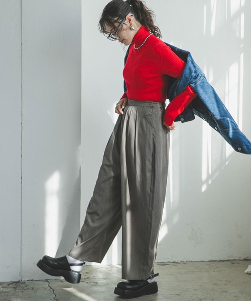 bohmal（ボマール）の「スリータックカーブスラックスパンツ（スラックス・レディース・チャコールグレー/ブラウン・MEDIUM）」の11枚目の写真