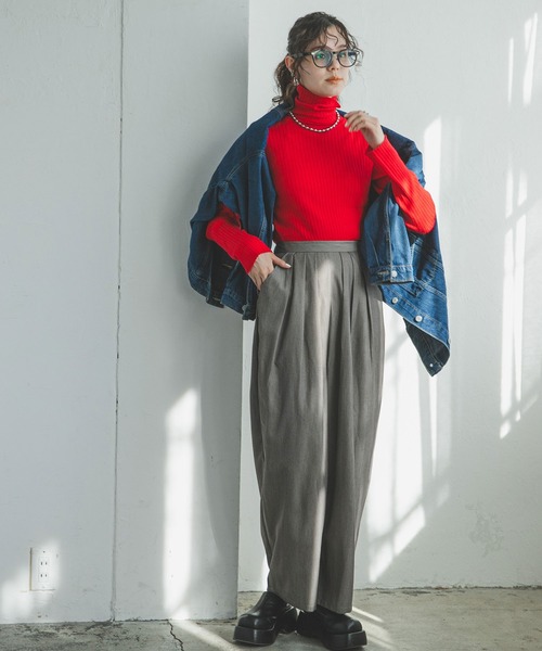 bohmal（ボマール）の「スリータックカーブスラックスパンツ（スラックス・レディース・チャコールグレー/ブラウン・MEDIUM）」の13枚目の写真