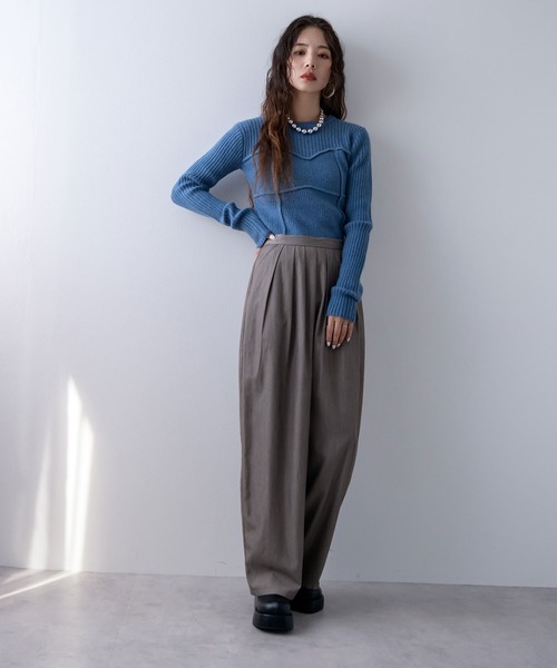 bohmal（ボマール）の「スリータックカーブスラックスパンツ（スラックス・レディース・チャコールグレー/ブラウン・MEDIUM）」の7枚目の写真