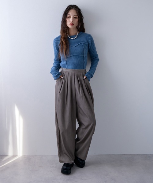 bohmal（ボマール）の「スリータックカーブスラックスパンツ（スラックス・レディース・チャコールグレー/ブラウン・MEDIUM）」の3枚目の写真