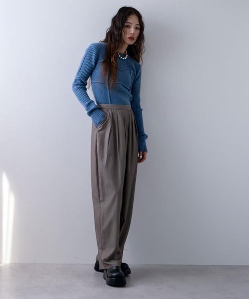 bohmal（ボマール）の「スリータックカーブスラックスパンツ（スラックス・レディース・チャコールグレー/ブラウン・MEDIUM）」の5枚目の写真