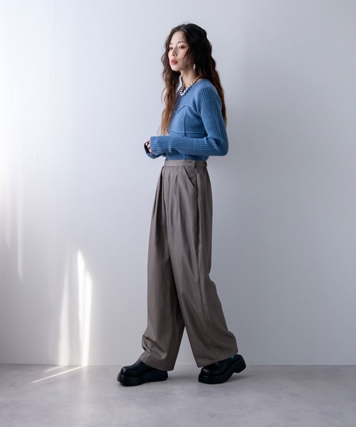 bohmal（ボマール）の「スリータックカーブスラックスパンツ（スラックス・レディース・チャコールグレー/ブラウン・MEDIUM）」の6枚目の写真