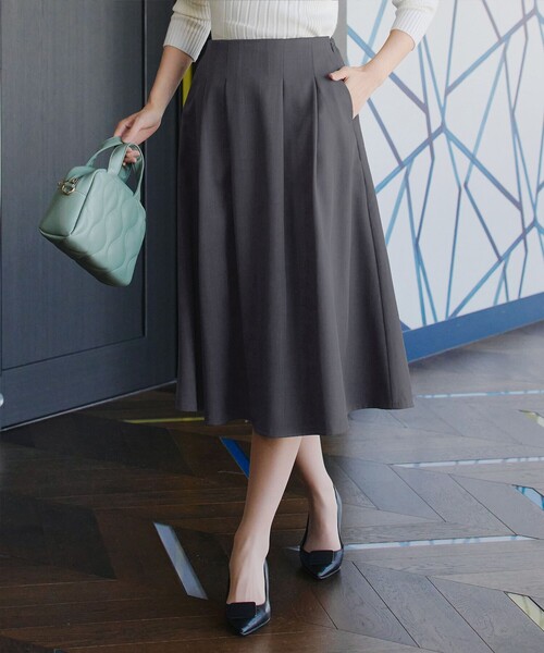 Tiaclasse（ティアクラッセ）の「メランジツイルフレアスカート（スカート・レディース・チャコールグレー/ベージュ/ブラック・S/M/L）」の3枚目の写真